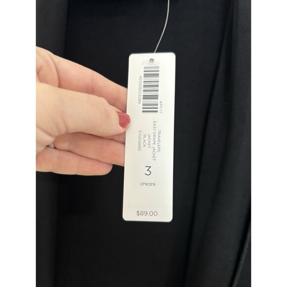 NWT Chico’s Travelers Black Open Front Cardigan Size 3 XL Slinky Stretch Classic - Picture 2 of 6